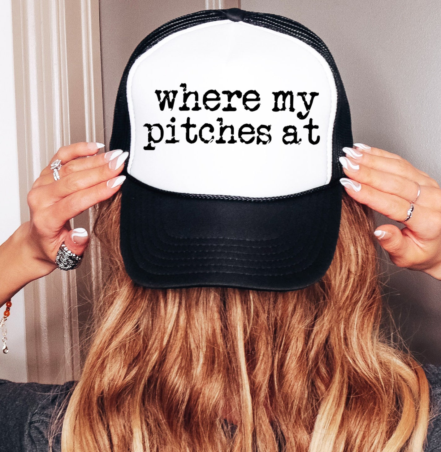Where My Pitches At Baseball Trucker Hat/ Funny Gifts for Her/ Baseball Mom Hats/ Multiple Colors