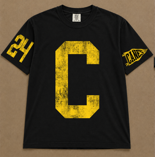 Custom Comfort Colors Canes Baseball (OR ANY OTHER TEAM) Number Spiritwear Shirts/ /Baseball or Softball/ Youth and Adult Sized Full Length Tee