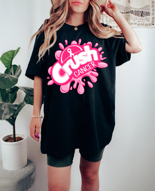 Comfort Colors or Bella Canvas Crush Cancer Tee / Youth and Adult Sizes/ Pink Cancer Awareness Tee