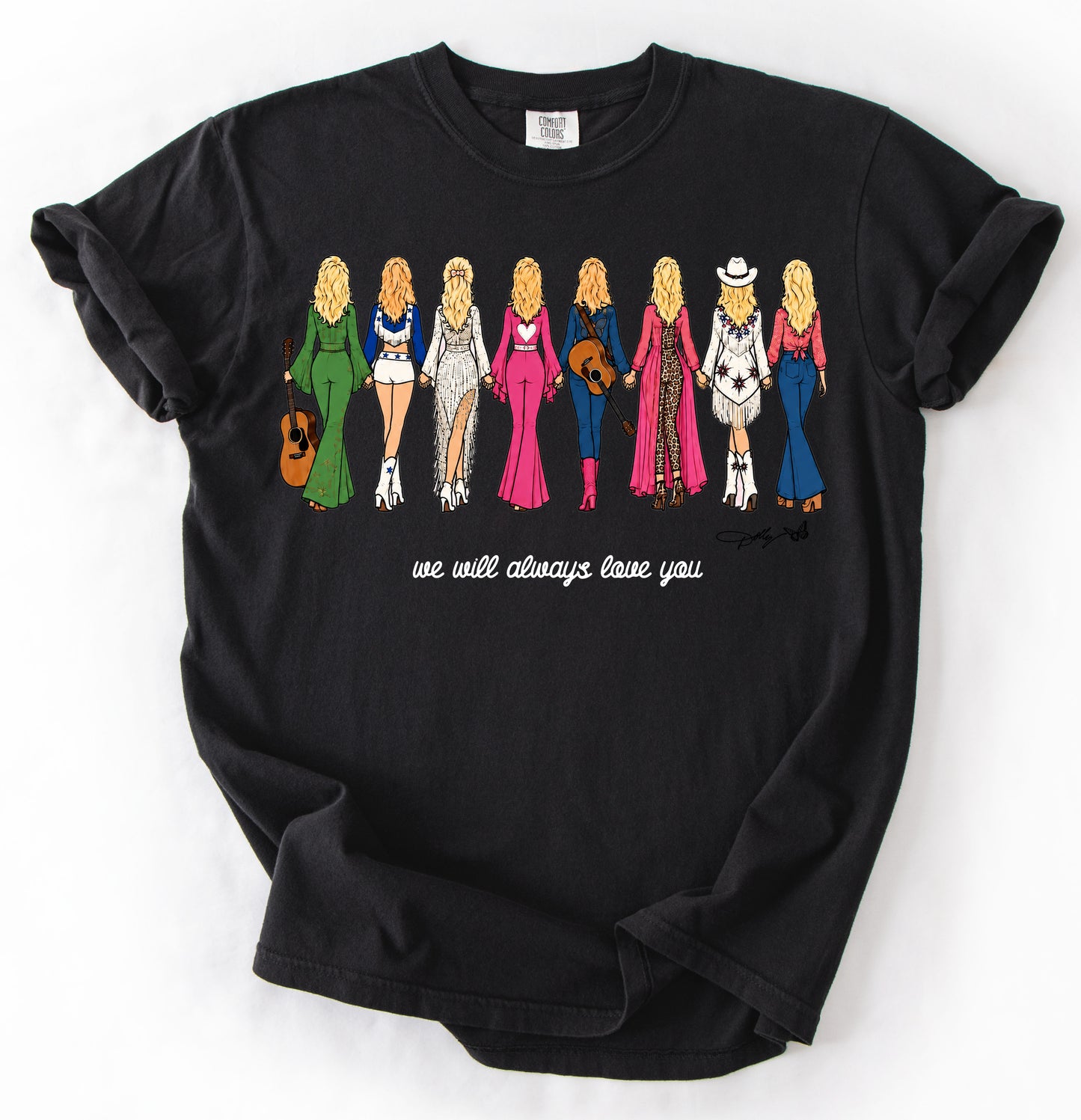 Comfort Colors We Will Always Love You Dolly Print Shirt/ Youth and Adult Sizes