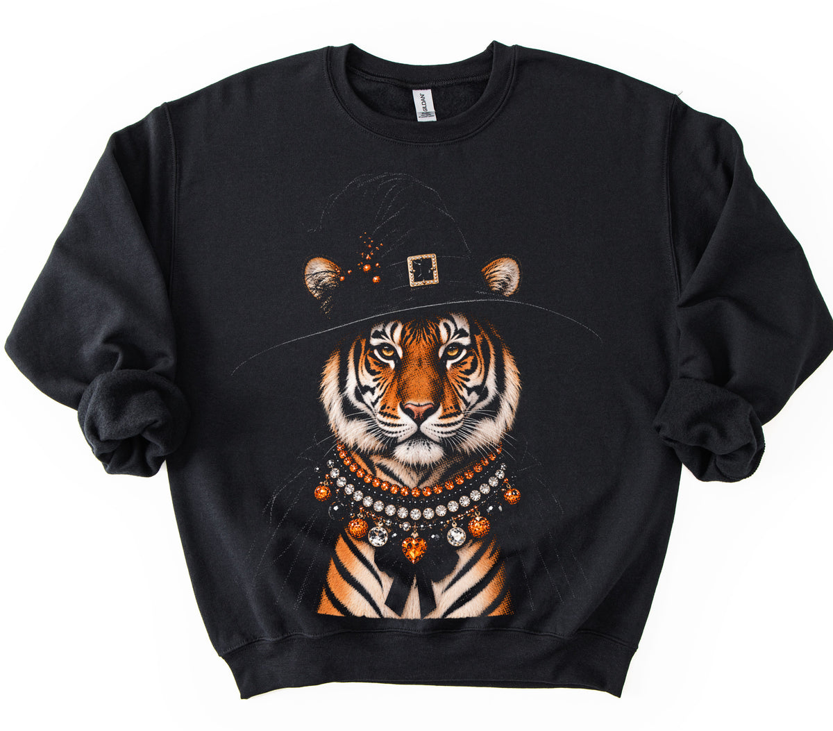 Bella or Gildan Tiger Halftone Trick Or Treat Halloween Sweatshirt/ Halloween Sweatshirt/ Youth and Adult Sizes