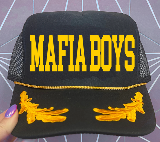 Mafia Boys Hat/ Custom Baseball Name Hat/ Captain Hat with Leaves