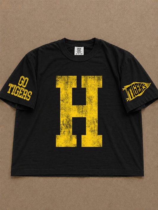 Custom Comfort Colors Hernando (OR ANY OTHER SCHOOL) Number Spiritwear Shirts/Football /Baseball or Softball/ Custom Boxy Crops