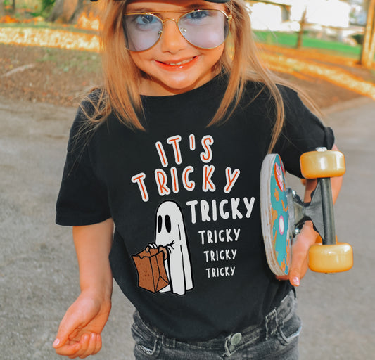 Bella Canvas Brand It's Tricky Tricky Tricky Halloween Shirt  -  Adult and Youth Sizes