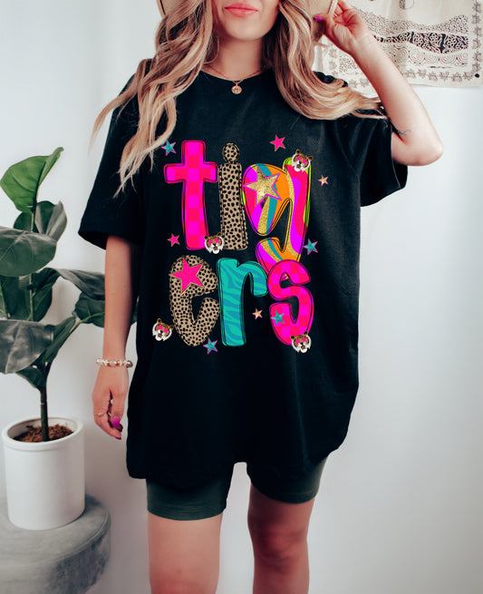 Comfort Colors Tigers Bright Print Tee / Hernando -Desoto County Schools / Mississippi School Shirt / Youth and Adult Sizes