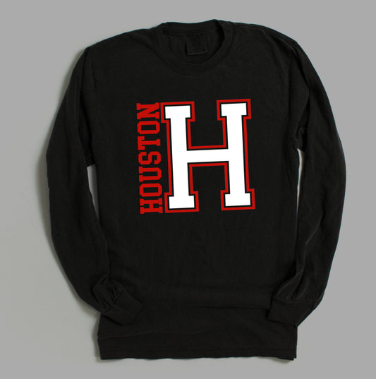 Long Sleeve Bella or Comfort Colors Houston Mustangs Shirt/ Youth and Adult Sizing