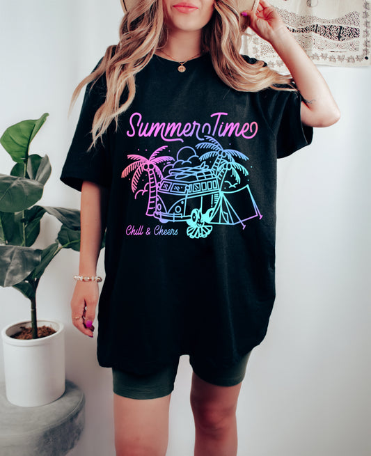 Summer Time Retro  VW Camper Camping Hippie Tee/ Comfort Colors or Bella Canvas