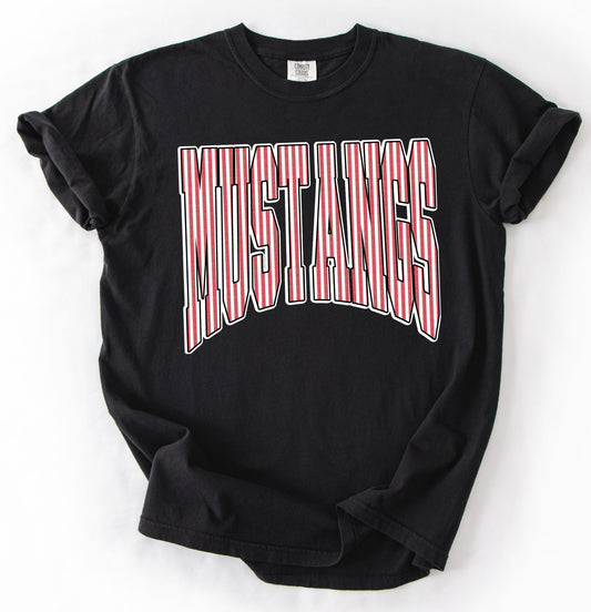 Black Comfort Colors or Gildan Softstyle Mustangs Seersucker Tee/ Youth and Adult Sizes /  Center Hill Mustangs