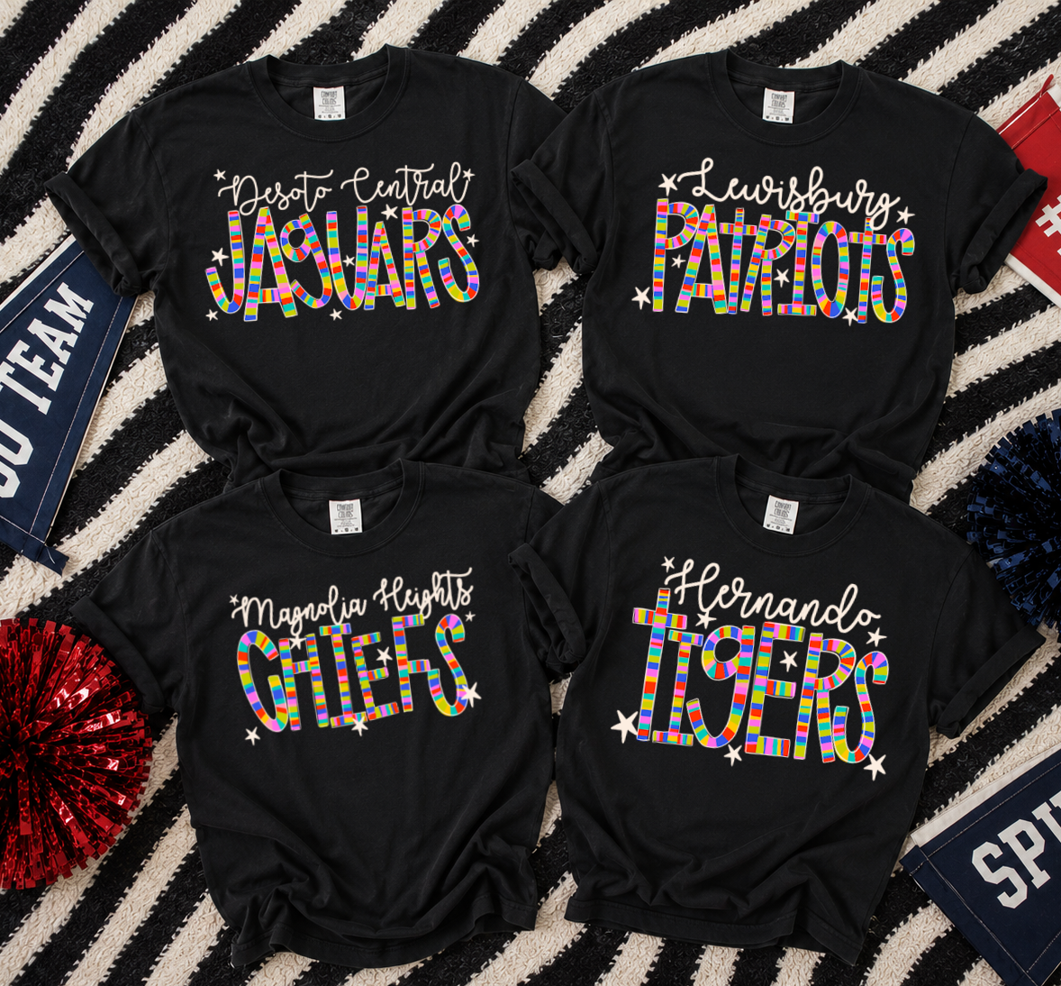 Custom School and Mascot Stripe Shirts/ Back To School Shirt/ Students or Teachers Shirt/ Any Mascot or Saying Available/  Back To School