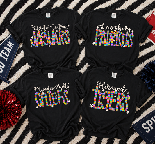 Custom School and Mascot Stripe Shirts/ Back To School Shirt/ Students or Teachers Shirt/ Any Mascot or Saying Available/  Back To School