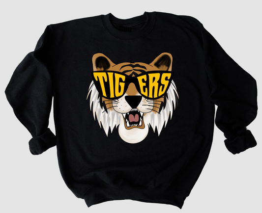 Gildan or Bella Canvas Hernando Tigers Sunglasses Sweatshirt / Youth and Adult Sizes/ Desoto County Schools / Mississippi School Shirt/ Multiple Colors