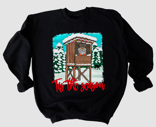 Black Tis The Season Hunting Gildan or Bella Christmas Sweatshirt/ Holiday Sweatshirt/ Youth and Adult Sizes