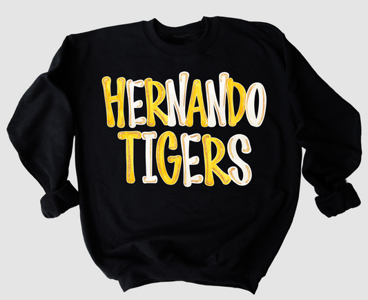 Gildan or Bella Canvas Hernando Tigers Sweatshirt / Youth and Adult Sizes/ Desoto County Schools / Mississippi School Shirt