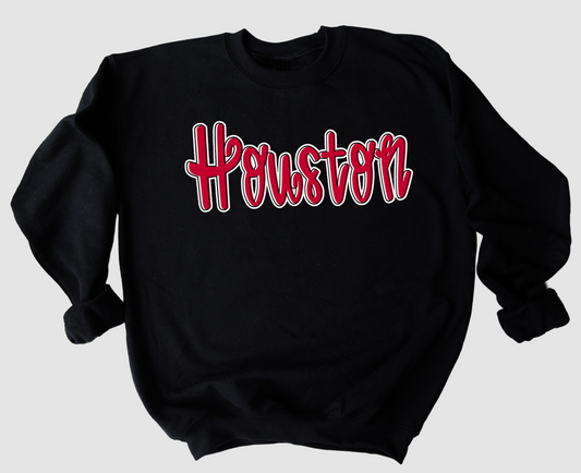 Gildan or Bella Canvas Retro Houston Mustangs Sweatshirt/ DTF Printed- Youth and Adult Sizes