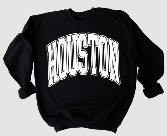 Gildan or Bella Canvas Retro Houston Mustangs Sweatshirt/ DTF Printed- Youth and Adult Sizes
