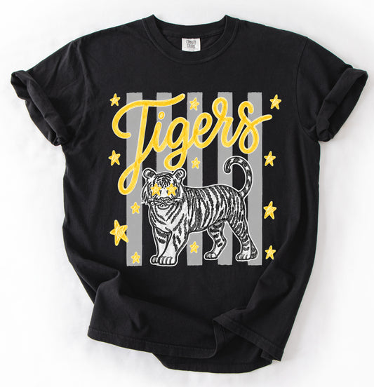 Comfort Colors Tigers Stripe Tee/ Hernando Tigers Shirt/ Youth and Adult Sizes