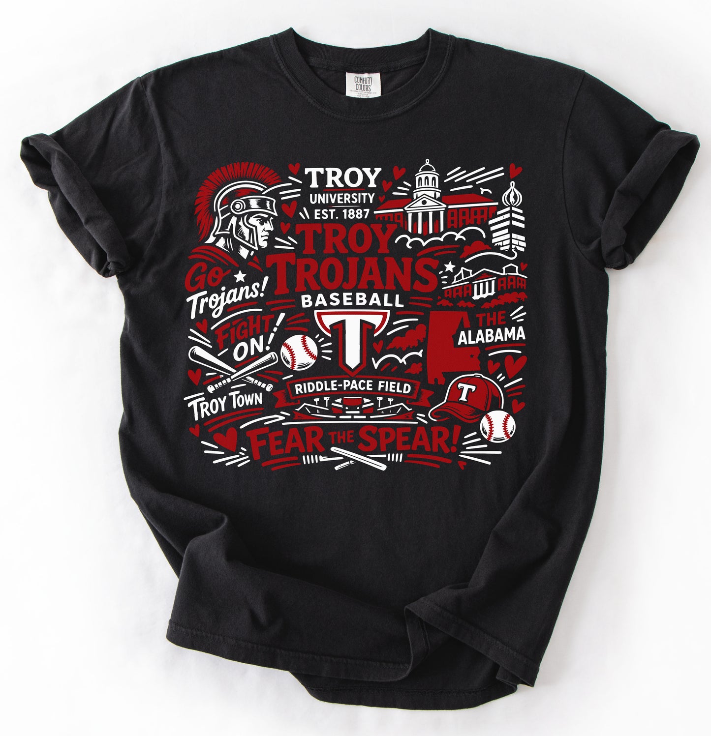 Troy Baseball Collage Tee/ Comfort Colors Youth and Adult Sizes