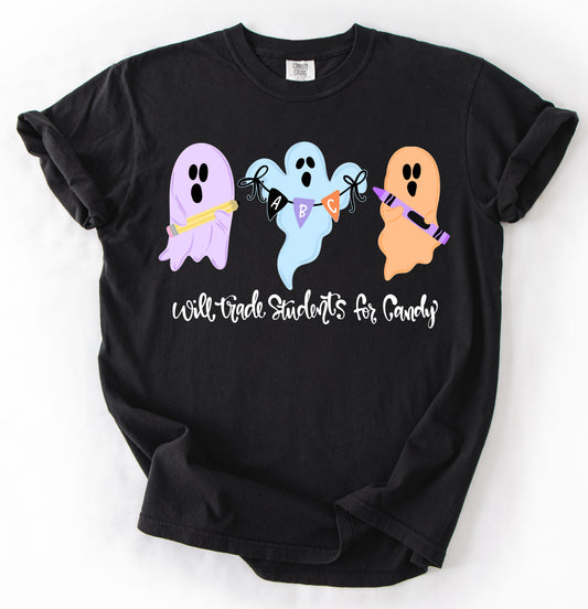 Comfort Colors Will Trade Students For Candy Funny Halloween  Teacher Tee/ Halloween Shirts