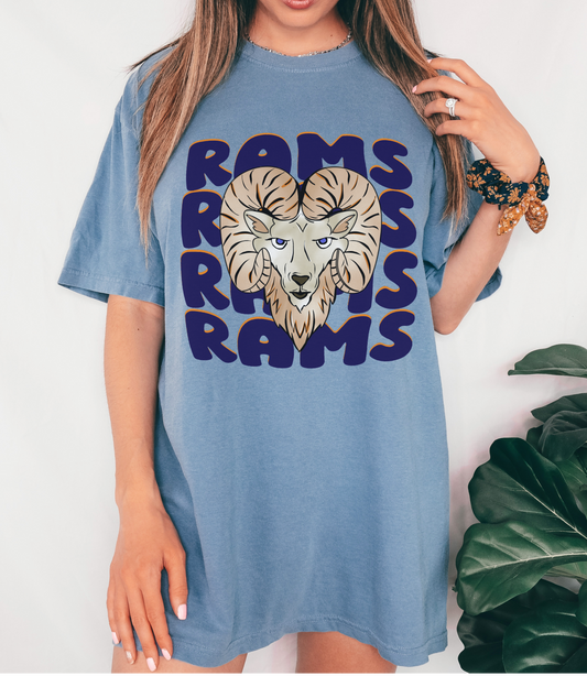 Headland Rams Stacked Tee/ Comfort Colors or Bella Canvas