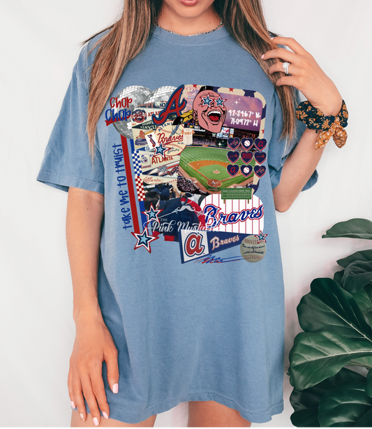 Braves Collage Tee- Comfort Colors or Bella Canvas/ Toddler Youth and Adult Sizes