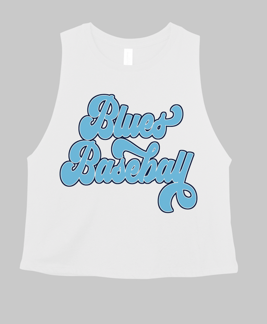 Blues Baseball Crop Tank/ White CROPPED Muscle Tank