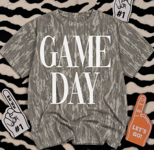 Game Day Mossy Oak Camo Shirt/ Customized for ANY School or Team - Just Type In the Boxes- Adult Sizes