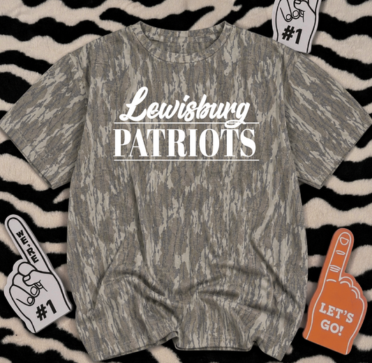 Mossy Oak Camo Shirt/ Customized for ANY School or Team - Just Type In the Boxes- Adult Sizes (Youth Sizes are New Bottomland)