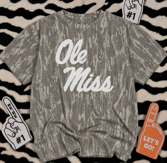 Rebs  Mossy Oak Camo Shirt/ Customized for ANY School or Team - Just Type In the Boxes- Adult Sizes