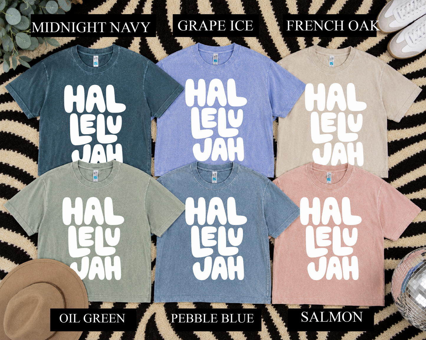 Boxy Hallelujah Acid Washed Tees / Not Super Cropped