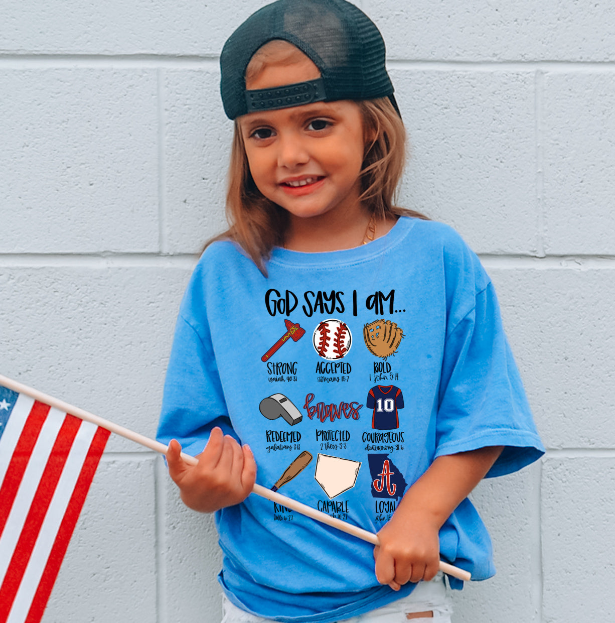 Toddler, Youth, and Adult Sizes God Says I Am Brave -  Braves Tee