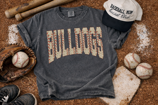 Cropped or Regular Length Comfort Colors Bulldogs Camo Baseball Shirt / Youth and Adult Sizes/Pack Baseball Shirts