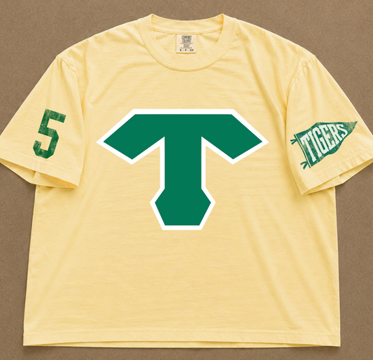 Custom Boxy Crop Comfort Colors Memphis TIgers Baseball (OR ANY OTHER TEAM) Number Spiritwear Shirts/ /Baseball or Softball/Adult Sized Boxy Crop