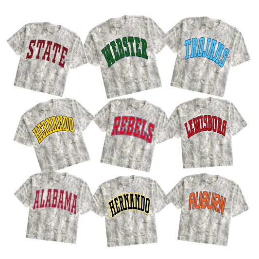 Camo Boxy Crop -Any Team - Type In Boxes with Color Preferences - VERY LIMITED TIME