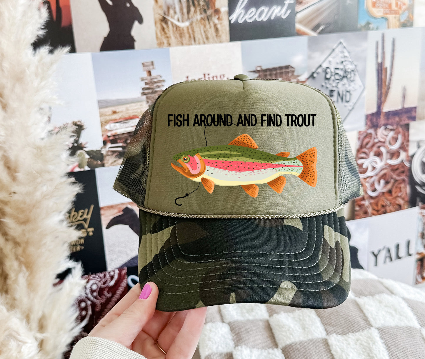 Fish Around and Find Trout Trucker Hat/ Funny Trucker Hat/ Southern Trucker Hats