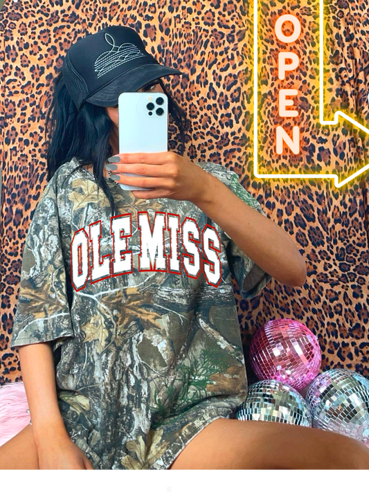 Camo Rebels Shirt/ Rebels Mascot / Adult Sizes - Bottomland or Real Tree Max