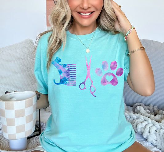 Bella or Comfort Colors Dog Groomer Shirt/ Tie Dye Print