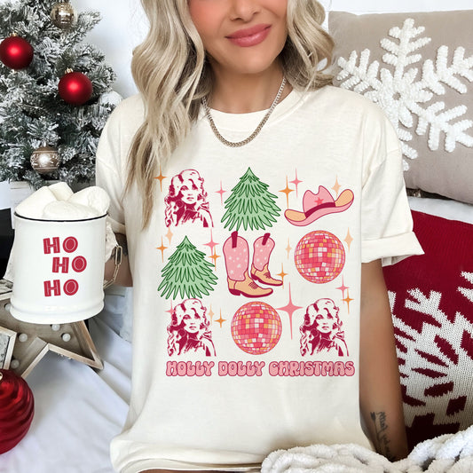 Comfort Colors or Bella Canvas Holly Dolly Christmas - Shirt - Adult and Youth Sizes