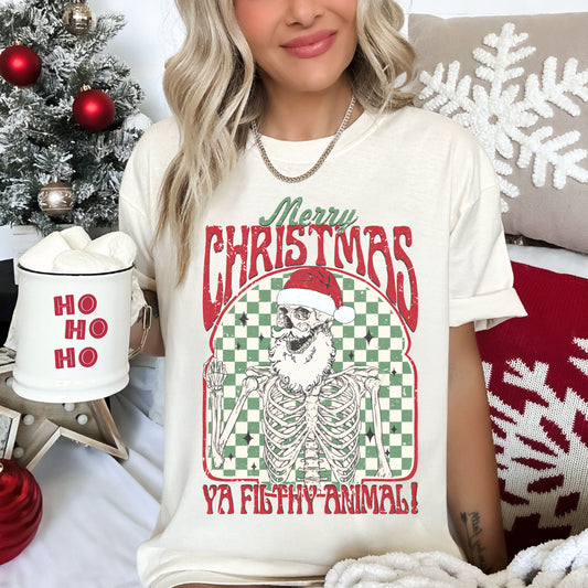Comfort Colors or Bella Canvas Merry Christmas Ya Filthy Animal Shirt - Adult and Youth Sizes
