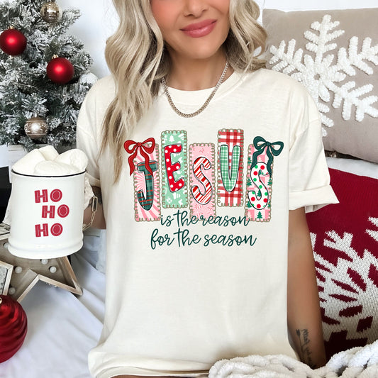 Ivory Comfort Colors or Bella Jesus is the Reason For The Season Christmas Tee / Youth And Adult Christmas T-Shirt