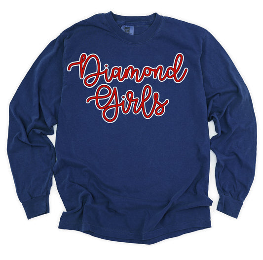 Long Sleeve Lewisburg Diamond Girls Comfort Colors or Bella Canvas Brand T-Shirt