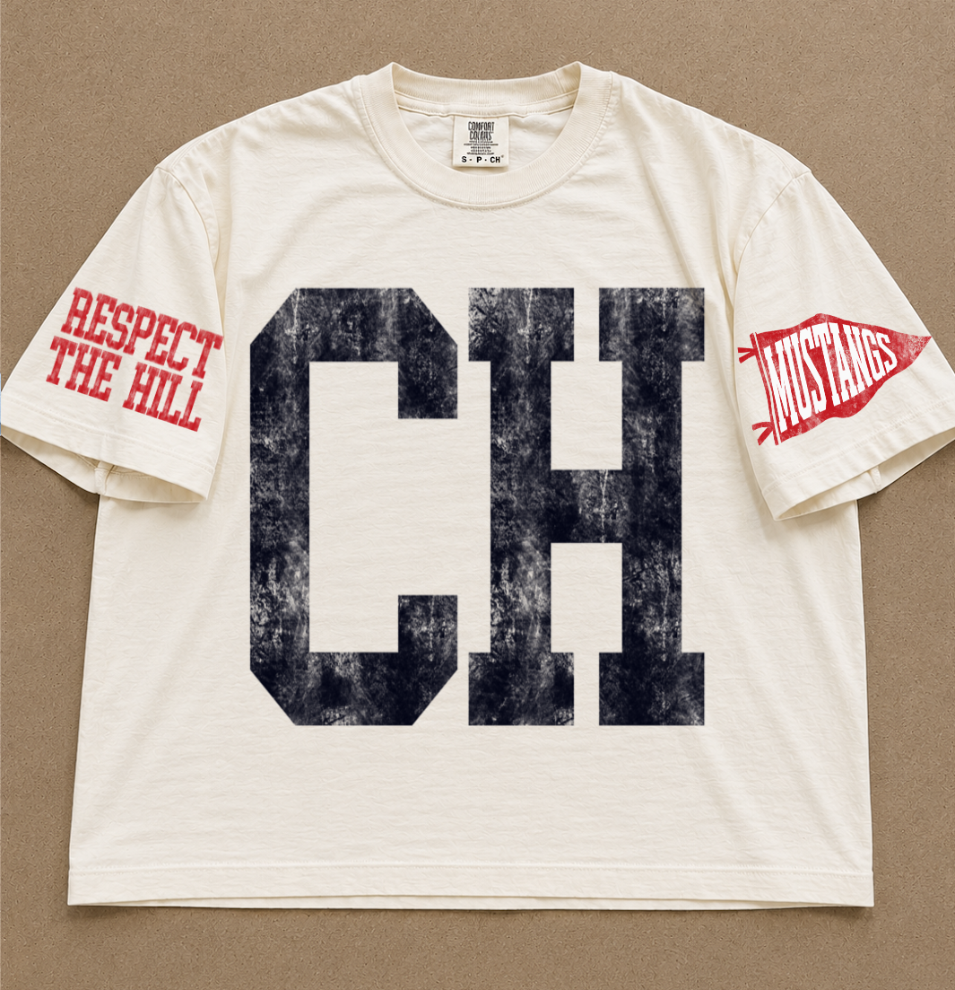 Custom Comfort Colors Number Center Hill Mustangs Spiritwear Shirts/Football /Baseball or Softball/ Custom Boxy Crops