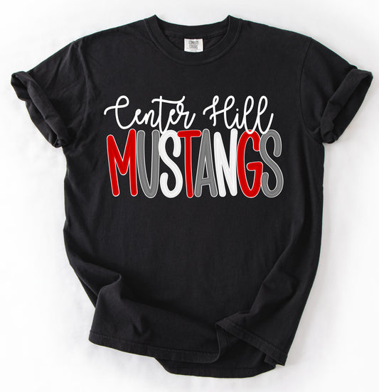 Comfort Colors or Gildan Softstyle Center Hill Mustangs Polkadot Tee/ Youth and Adult Sizes /  Center Hill Mustangs