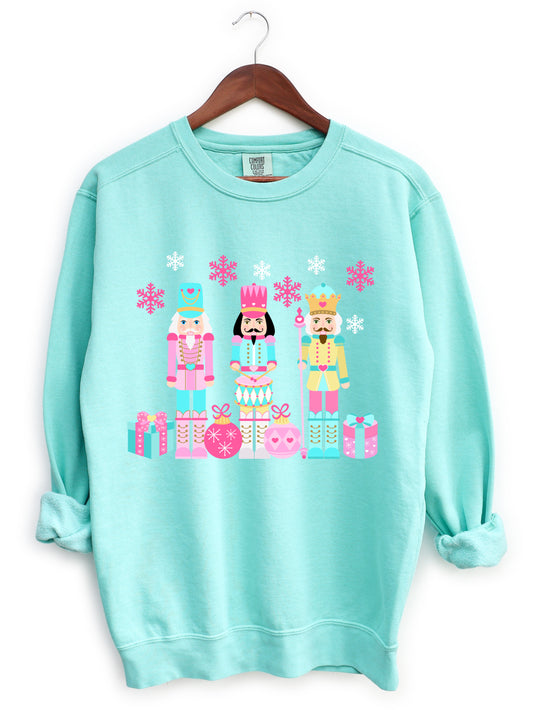 Comfort Colors Pastel Pink Nutcrackers Christmas Sweatshirt - Adult Sizes