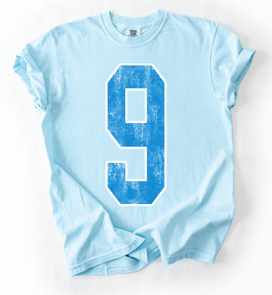 Custom Distressed Number Sports Tees - Colors of Print and Tee Completely Customizable/ Youth and Adult Sizes