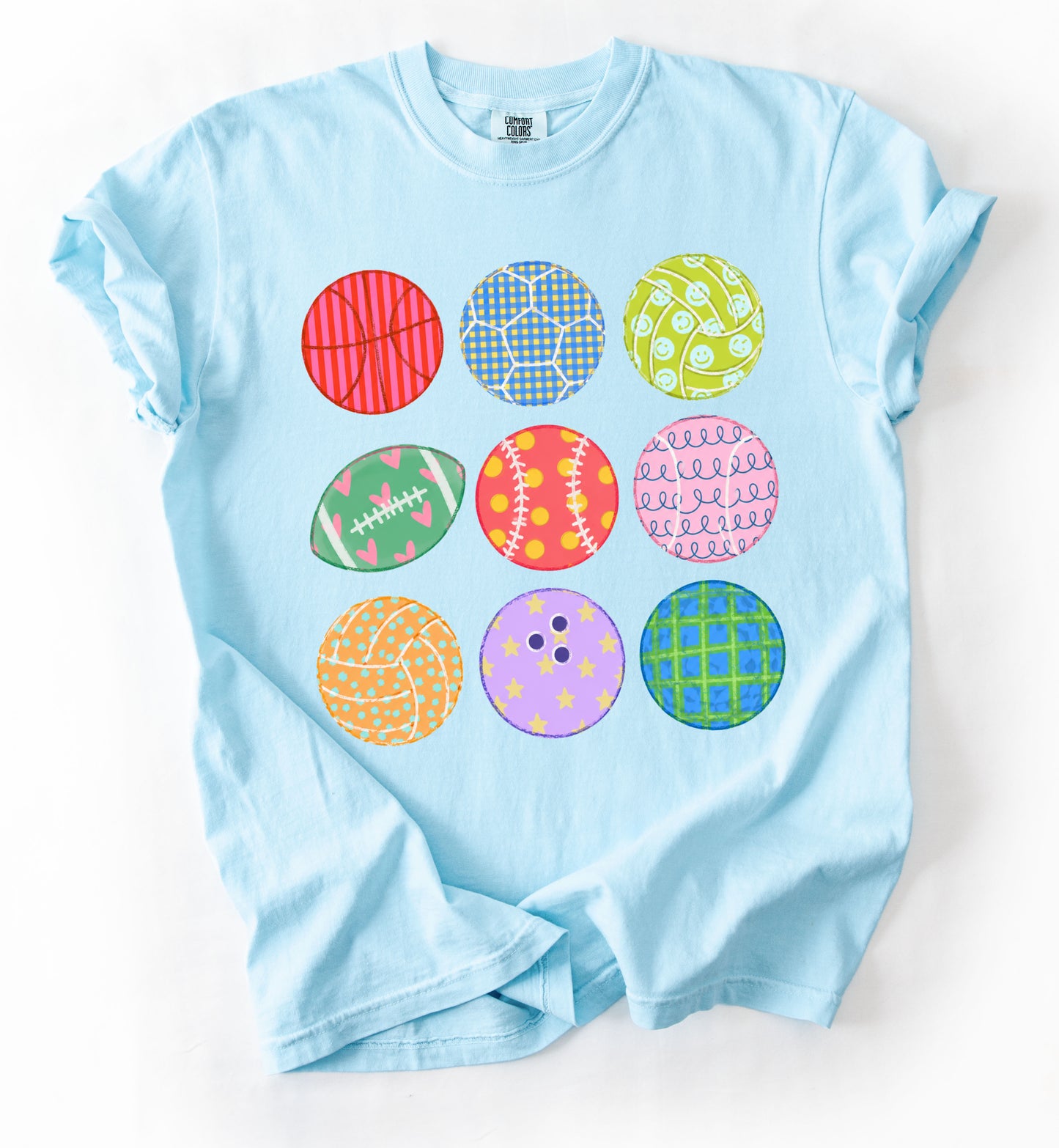 Comfort Colors PE Teacher Ball Doodle Shirt/ Great Day To Run And Play Shirt/ Youth and Adult Sizes