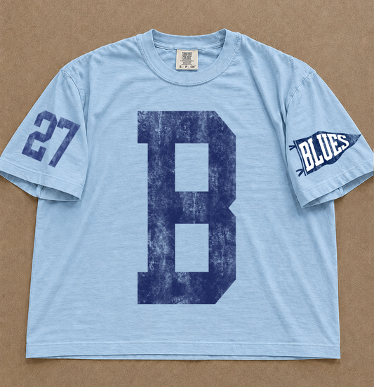 Blues Baseball Shirt/Comfort Colors Boxy Crop/ Adult Sizes