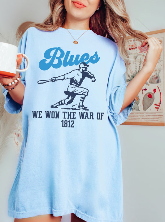 Comfort Color Blues Baseball War of 1812 Tee/ Baseball Mom Shirt / Option of Full Size or Cropped