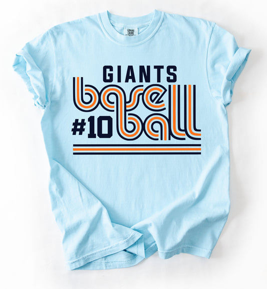Comfort Colors or Gildan Softstyle Giants Baseball Number Shirt/ Youth and Adult Sizes