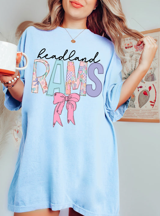 Headland Rams Bow Tee/ Comfort Colors or Bella Canvas /Youth and Adult Sizes