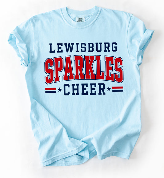 Lewisburg Sparkles Cheer Shirt/ Comfort Colors Brand/ Youth and Adult Sizes